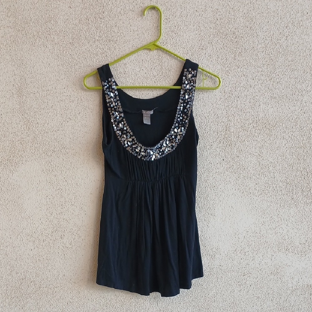 Make Offer!  Black Embellished Fitted Sleeveless Tank Top